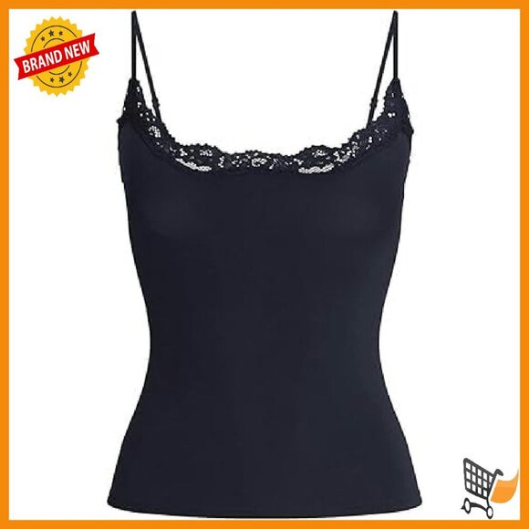 Double Lined Padded Lace Cami Top Spaghetti Strap Sexy Tank Club Party - Picture 3 of 8